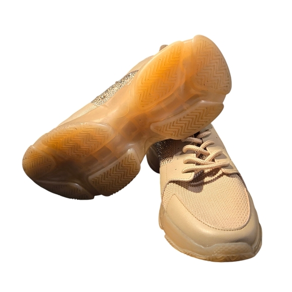 STEVE MADDEN VANCE Nude Blush Low-top Sneakers Rhinestones Women size 9M - Picture 8 of 13